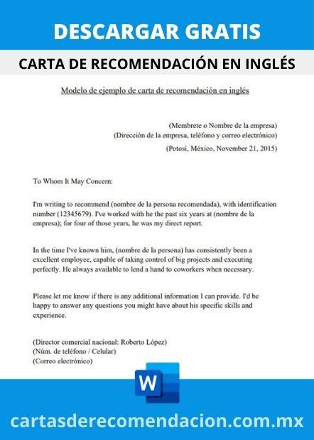 Labace Modelo Carta De Recomendacion Personal En Ingles Reverasite