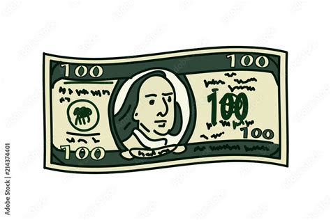 Cartoon 100 Dollar Bill Stock Vector Adobe Stock