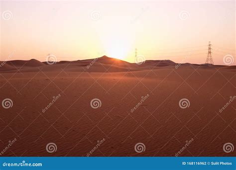 Beautiful Sunrise In The Desert Landscape With Pink And Purple Sky Hues