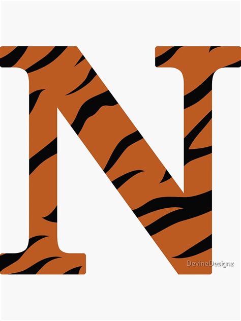 Letter N Tiger Skin Sticker For Sale By Devinedesignz Redbubble