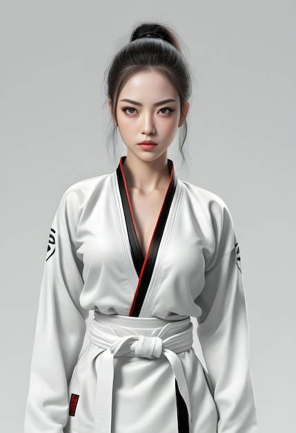premium ai image portrait of a beautiful asian karate girl in kimono