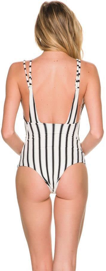 NWT TORI PRAVER Elena M 1 Piece Swimsuit Sunday Stripe Maillot Cheeky