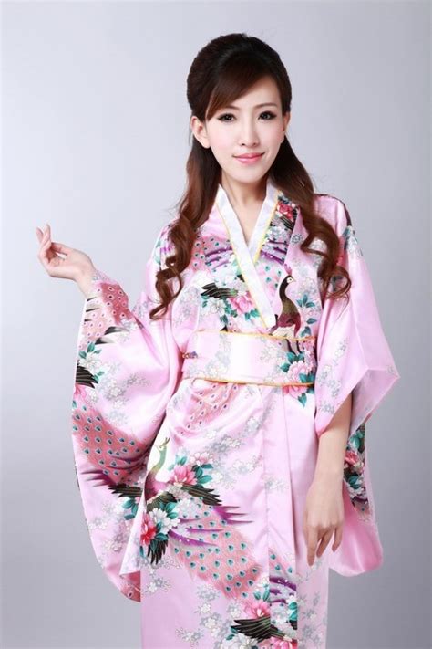 Buy New Arrival Pink Japanese Womens Satin Kimono