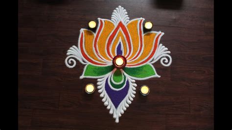 Attractive Lotus Rangoli Designs For Diwali Lakshmi Puja Special