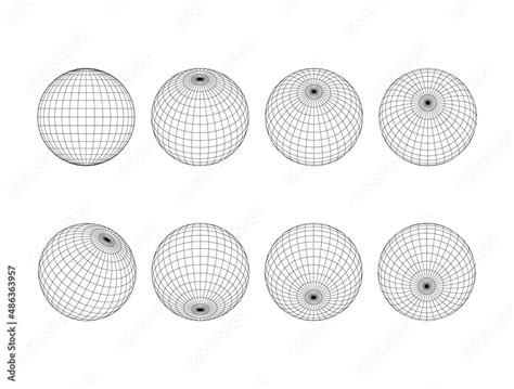 Vecteur Stock Set Sphere Grid Globe Grid With Ongitude Latitude And