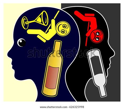 Alcohol Depression Alcoholic Woman Getting Depressed Stock Illustration