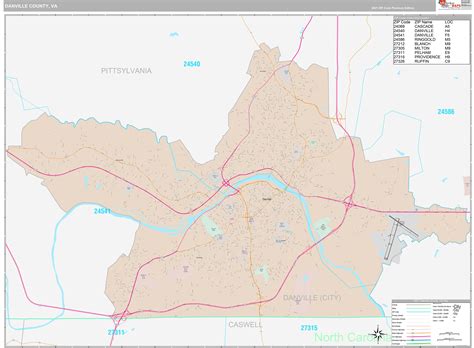 Danville County Va Wall Map Premium Style By Marketmaps