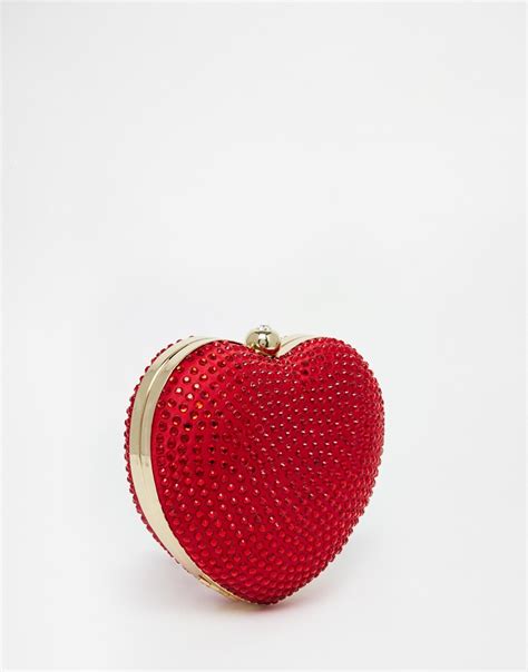 Lyst Love Moschino Satin Embellished Heart Bag In Metallic