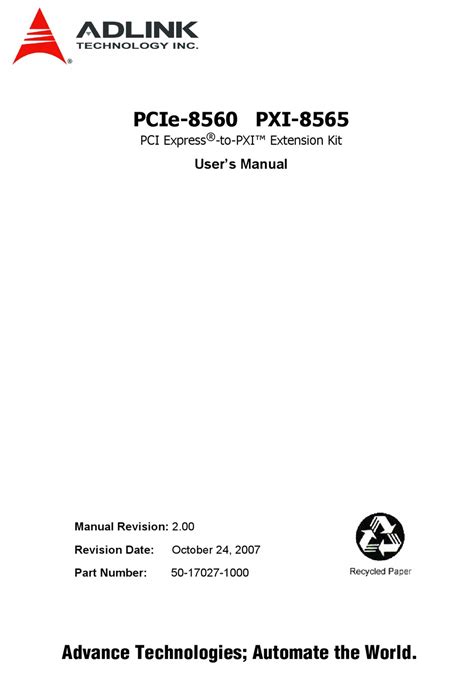 Adlink Technology Pcie 8560 User Manual Pdf Download Manualslib