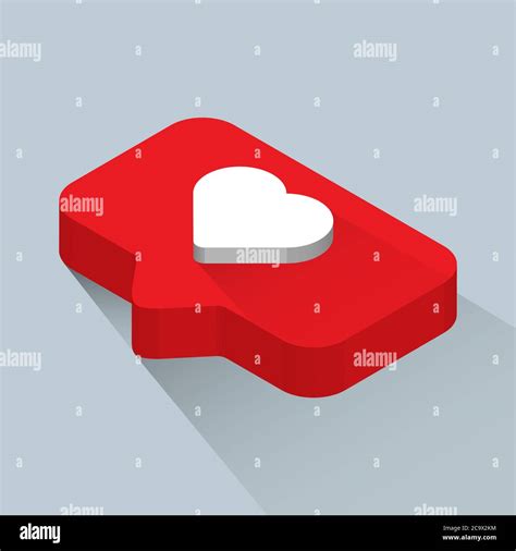 Red Bubble Heart Icon Social Network Like Button Love Notification Isometric Vector Illustration