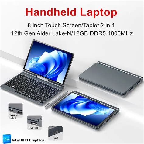 12th Gen Mini Gaming Laptop Intel Alder Lake N95 N100 8 Inch Touch