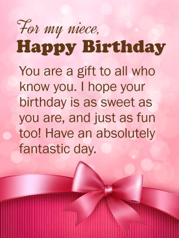 Today is such a wonderful outstanding day! You are a Gift! Happy Birthday Wishes Card for Niece ...