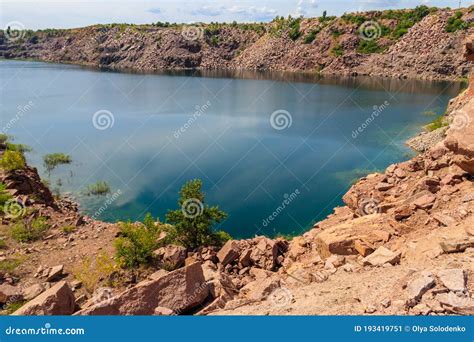 View Of Lake At Abandoned Quarry On Summer Stock Image Image Of