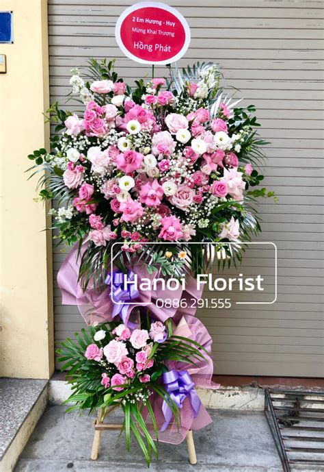Lẵng Hoa 2 Tầng Đẹp Khai Trương Hanoi Florist Vn