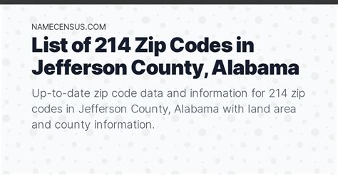 Jefferson County Zip Codes List Of 214 Zip Codes In Jefferson County
