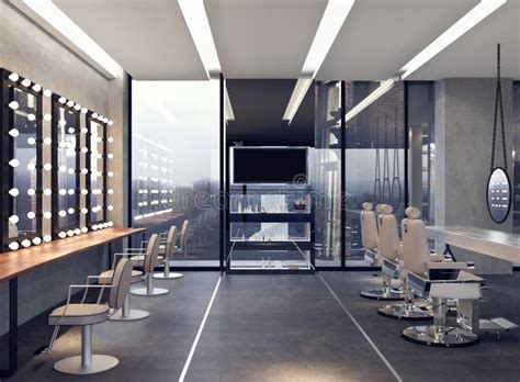 Modern Interior Design Of Salon Stock Photo Image Of Ceiling Mirrors