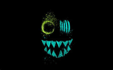 Download Wallpapers Scary Face 4k Black Backgrounds Grunge Art