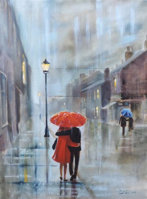 Rainy Day Paintings Romantic Paintings Rain Art Street Painting