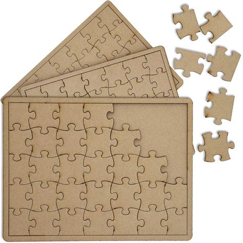 Bright Creations Blank Unfinished Wood Diy Jigsaw Puzzle 3 Pack