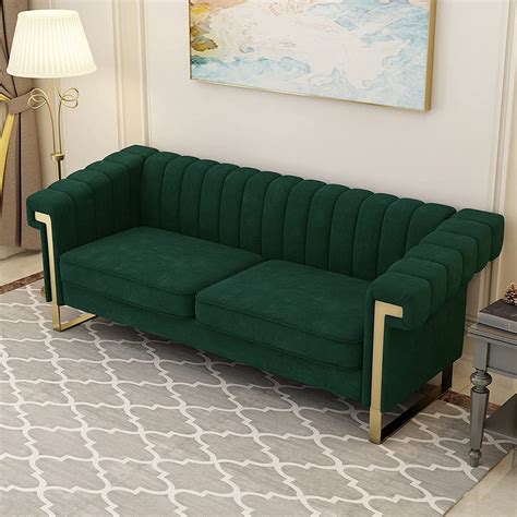 Zwmbyn Mid Century Modern Channel Tufted Velvet Sofa Couch