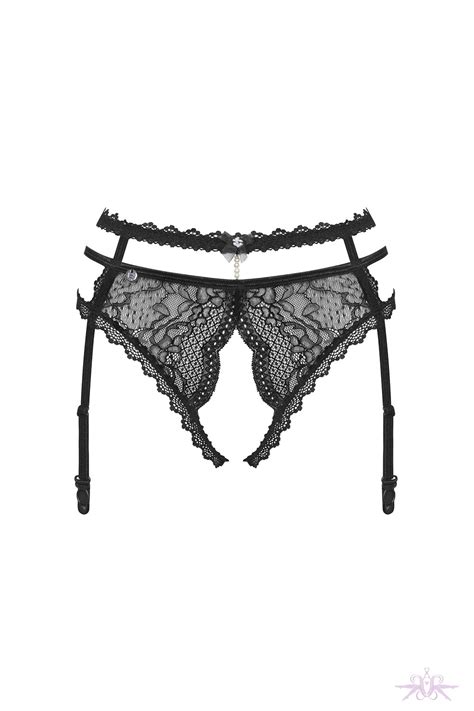 obsessive pearlove crotchless black lace suspender pant at mayfair lingerie mayfair stockings