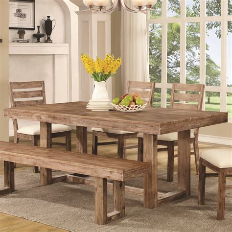 In modern times it is usually adjacent to the kitchen for convenience in serving, although in medieval times it was often on an entirely different floor level. Coaster Elmwood 105541 Rustic "U" Base Dining Table | Dunk & Bright Furniture | Kitchen Tables