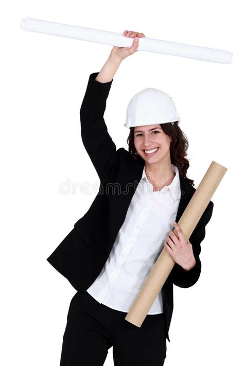 Happy Female Architect Stock Image Image Of Jacket Intelligent 24230805