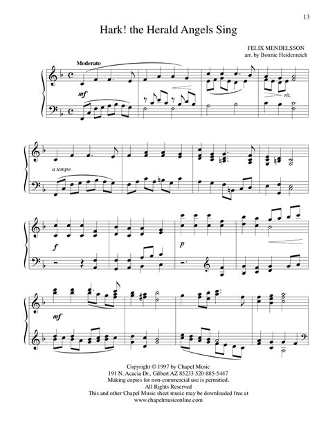 Hark The Herald Angels Sing By Bonnie Heidenreich Piano Solo