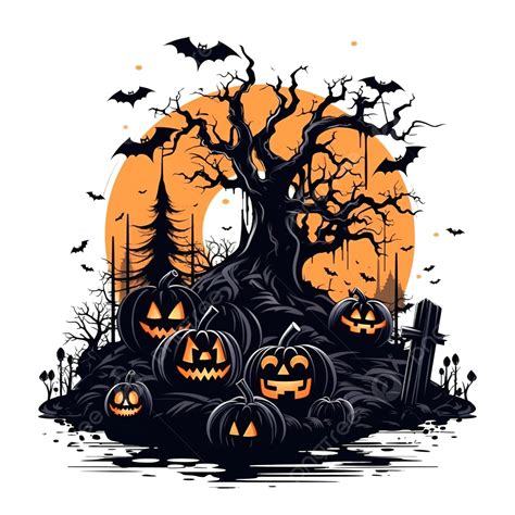 Halloween Night Party With Graveyard Abstract Halloween Spooky Tree Halloween Night Halloween