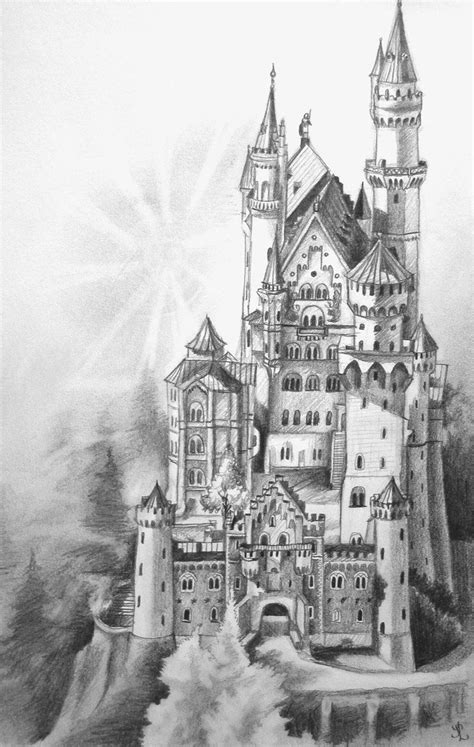 Neuschwanstein Castle Castle Drawing Castle Sketch Castle Painting