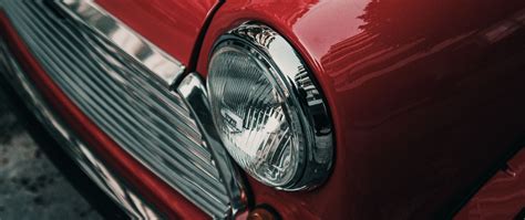 Download Wallpaper 2560x1080 Car Headlight Red Retro Vintage Dual
