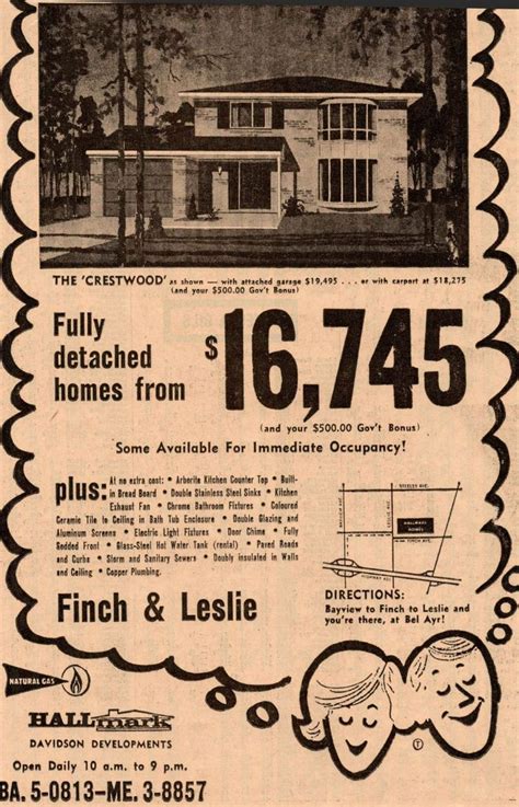 The Price For Toronto Real Estate In 1963 1960s Toronto Vintagead