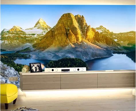 Custom Photo 3d Wallpaper Gold Mountain Natural Landscape Background