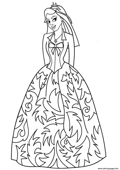 princess fancy dress coloring page printable