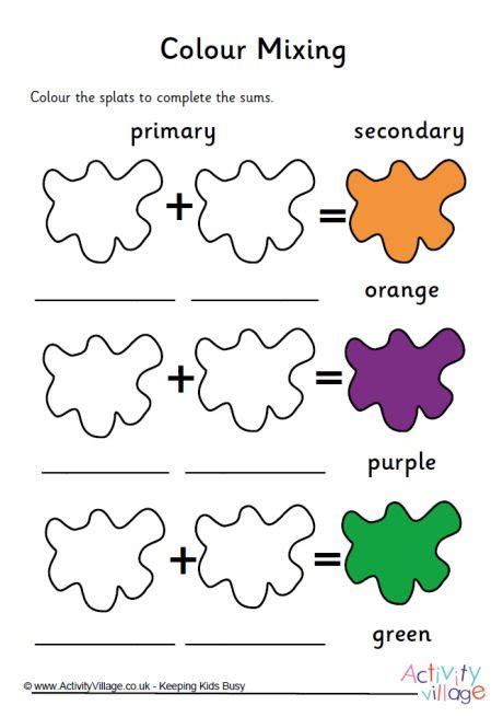 Primary And Secondary Colors Worksheets