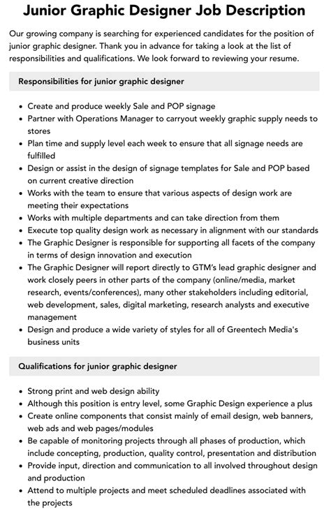 Graphic Designer Job Description