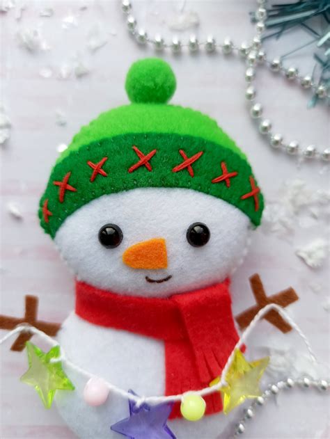 Snowman Pattern Felt Christmas Ornament Сountry Snowman Etsy