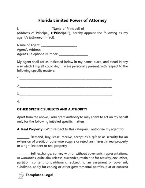 Florida Power Of Attorney Templates Free Word PDF ODT