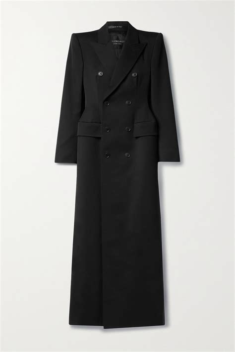 Balenciaga Hourglass Double Breasted Wool Twill Coat In Black Lyst