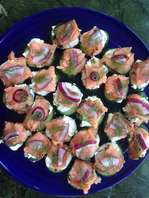Smoked Salmon Appetizers Sliced Cucumber With 1 T Herbed Goat Cheese