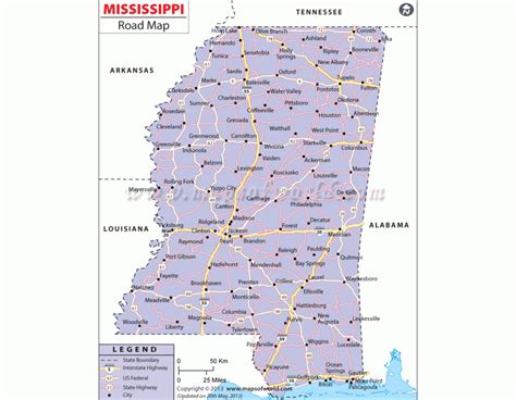 Mississippi Road Map And Highway Map Free Printable