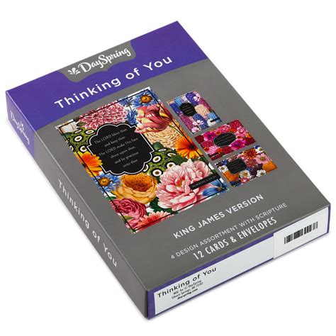 Floral Assorted Religious Thinking Of You Cards Box Of 12 Boxed