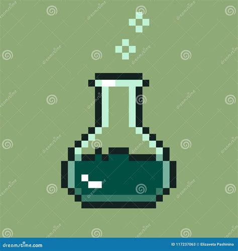 Pixel Picture With A Dark Green Gurgling Potion In A Vial Or Flask