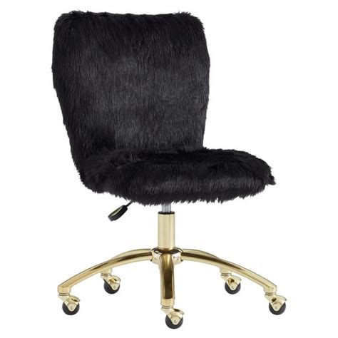 Start with a desk in luxe materials: Black Himalayan Faux-Fur Airgo Desk Chair| Desk Chair | Pottery Barn Teen