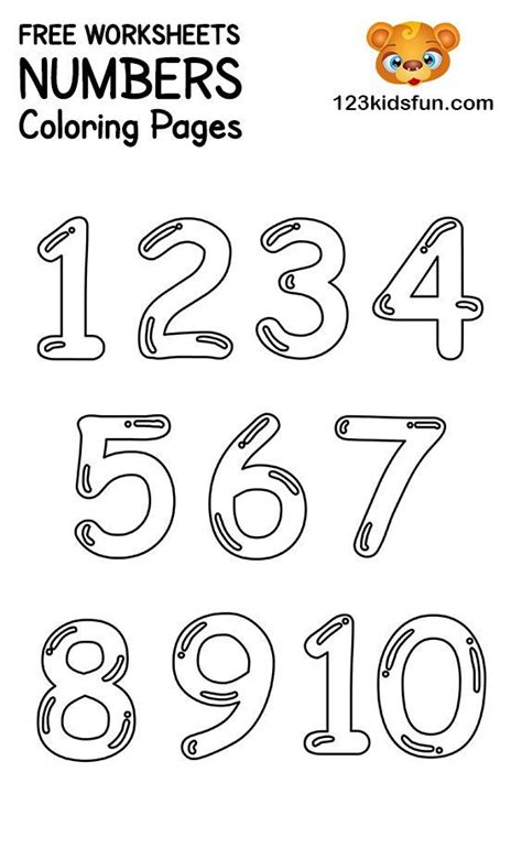 Take a print out (preferably on card stock) and cut along the dotted lines. FREE Printable Number Coloring Pages 1-10 for Kids. | 123 ...