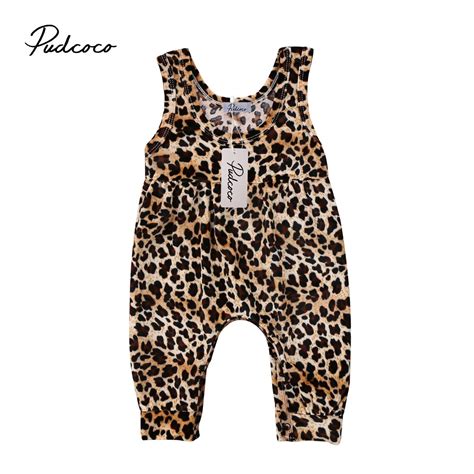 Newborn Baby Girls Leopard Romper Jumpsuit Harem Pants Cotton