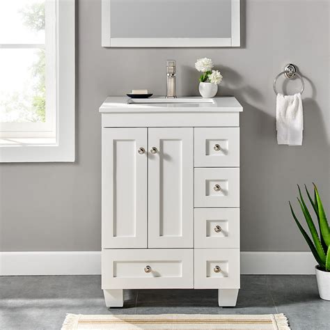 Eviva Acclaim C 24 Transitional White Bathroom Vanity With White Quartz Counter Top