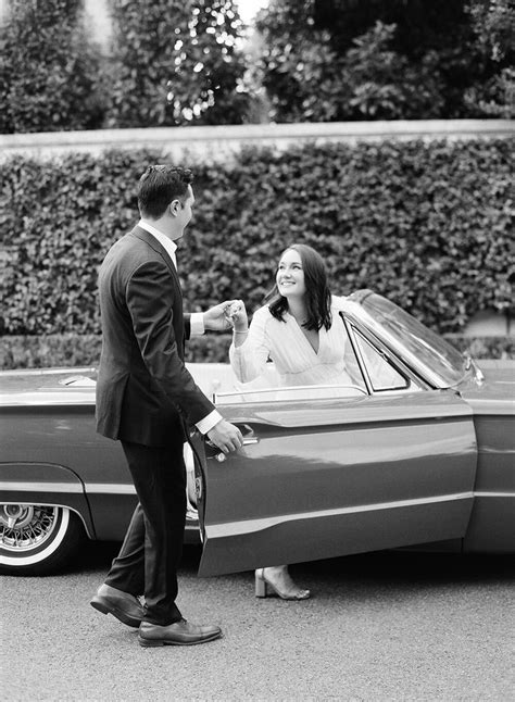 Highland Park Engagement — Christine Doneé Car Engagement Photos Classic Car Photoshoot