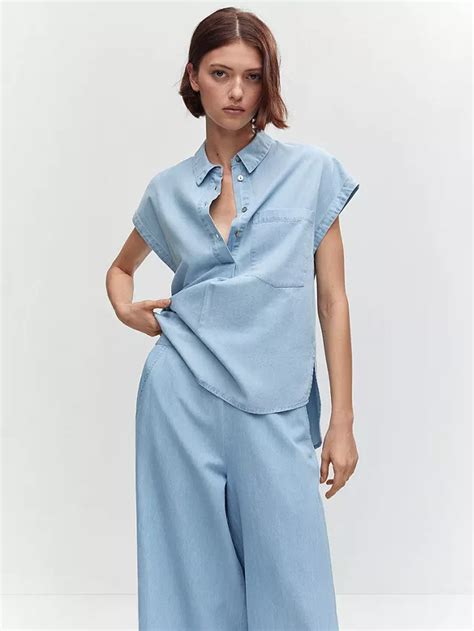 Mango Ten Plain Cropped Trousers Open Blue At John Lewis And Partners