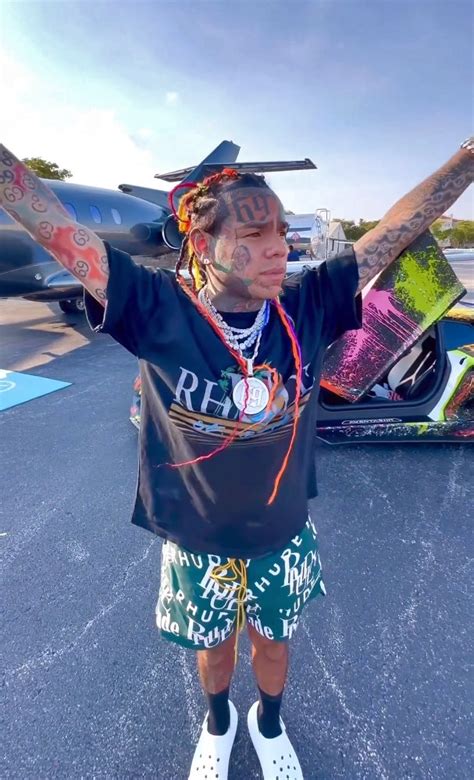6ix9ine Thanks His Fans On Instagram In A Rhude And Crocs Outfit Inc Style